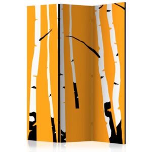 Paraván - Birches on the orange background 135x172 cm