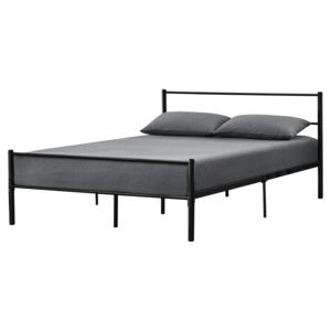 [en.casa]® Fémkeretes ágy - Fekete 140 x 200cm Franciaágy - design vintage ágykeret