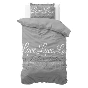 Love and Relax szürke egyszemélyes ágyneműhuzat, 140 x 220 cm - Sleeptime
