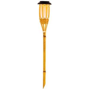 Lángokat imitáló szolár led lámpa, bambusz - sárga