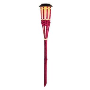 Lángokat imitáló szolár led lámpa, bambusz - pink