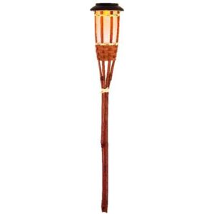 Lángokat imitáló szolár led lámpa, bambusz - narancs