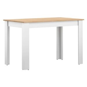 Nice fehér étkezőasztal tölgyfamintás asztallappal, 110 x 70 cm - Symbiosis