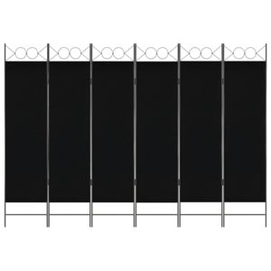 Fekete 6-paneles paraván 240 x 180 cm