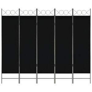 Fekete 5-paneles paraván 200 x 180 cm