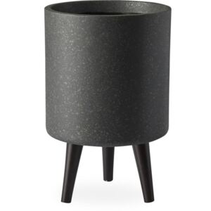Almind kaspó, sötétszürke terrazzo, fekete láb, D23 cm