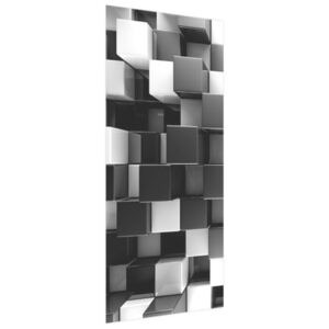 Öntapadó ajtómatrica Fekete-fehér 3D kockák 95x205cm ND2821A_1GV