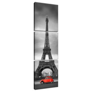 Vászonkép Vörös autó az Eiffel-torony alatt 30x90cm 1116A_3V