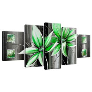 Kézzel festett kép Gyönyörű zöld virágok 150x70cm RM2357A_5B