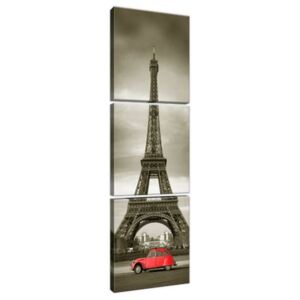 Vászonkép Vörös autó az Eiffel-torony előtt Párizsban 30x90cm 3533A_3V