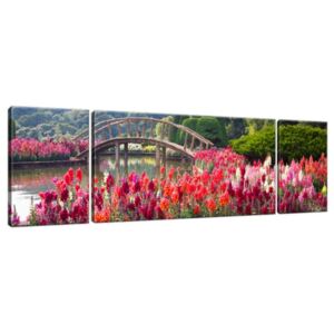 Vászonkép Íves híd a virágok között 170x50cm 2048A_3G