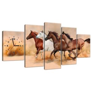 Órás falikép Gyönyörű lovak állománya 150x70cm ZP2062A_5B