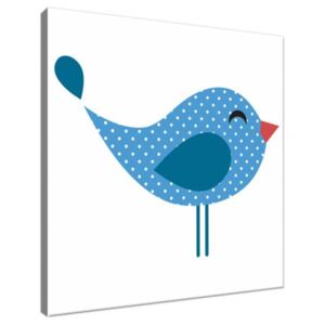 Vászonkép Elégedett kék pöttyös madárka 30x30cm 3074A_1AI