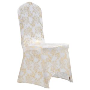 4 darab fehér sztreccs székhuzat aranyszínű mintával