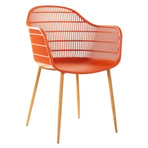 Modern műanyag karfás szék, terrakotta - FRACTION