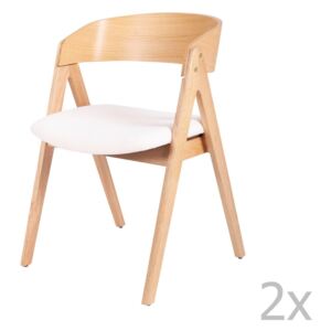 Rina 2 db-os kaucsukfa étkezőszék készlet fehér ülőrésszel - sømcasa