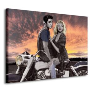 Vászonkép Elvis Presley és Marilyn Monroe Motorkerékpár M. Nelson Joshua 80x60cm WDC90490