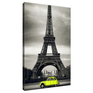 Vászonkép Sárga autó az Eiffel-torony előtt 20x30cm 1372A_1S