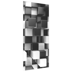 Öntapadó ajtómatrica Fekete-fehér 3D kockák 95x205cm ND2821B_1GV