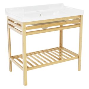 Tempo Kondela Asztal kerámia mosdóval, természetes/fehér, SELENE TYP 6