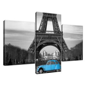 Vászonkép Kék autó az Eiffel-torony előtt 90x60cm 1804A_3B