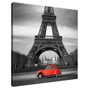 Vászonkép Vörös autó az Eiffel-torony alatt 30x30cm 1116A_1AI
