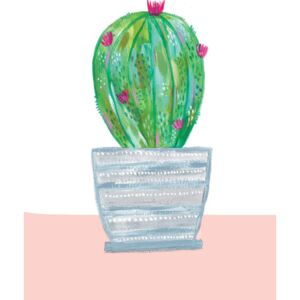 Ábra Painted cactus in blue stripe plant pot, Laura Irwin