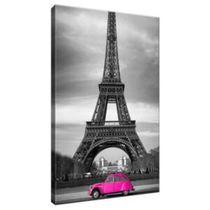 Vászonkép Rózsaszín autó Párizsban 20x30cm 2004A_1S