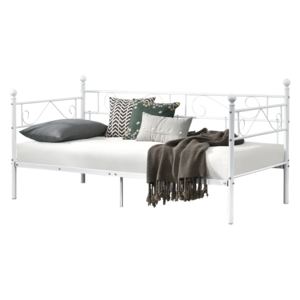 [en.casa]® Fémkeretes ágy - egyszemélyes dizájn ágykeret 200 x 100cm ágyráccsal - fehér színben