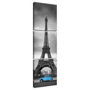 Vászonkép Kék autó az Eiffel-torony előtt 30x90cm 1804A_3V