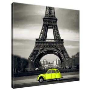 Vászonkép Sárga autó az Eiffel-torony előtt 30x30cm 1372A_1AI