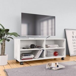 Fehér forgácslap TV-szekrény görgőkkel 90 x 35 x 35 cm