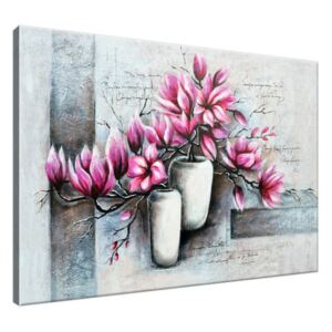Kézzel festett kép Rózsaszín magnóliák a vázában 100x70cm RM3906A_1Z