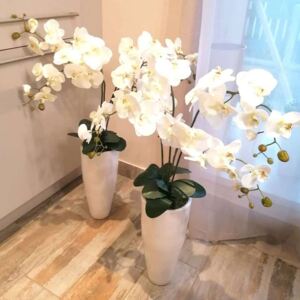 Padlóvázás élethű orchidea dekor( 4 virágos változat)