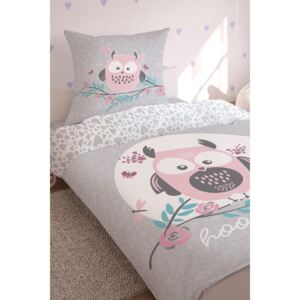 Owl sötétben világító ágyneműhuzat lányok részére rózsaszín 140x200 cm