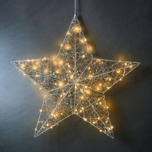 SHINING STAR függeszthető 3D dekorcsillag LED égőkkel ezüst, Ø 48 cm
