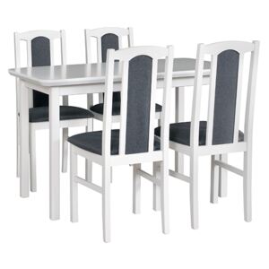 MEBLINE Asztal MAX 4 + 4 Székek BOS 7 fehér - Készlet DX5 GYORS SZÁLLÍTÁS