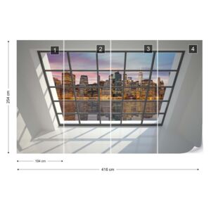 Fotótapéta GLIX - Penthouse Window New York River Reflections View Nem szőtt tapéta - 416x254 cm