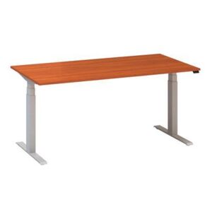 Alfa Up állítható magasságú irodai asztal szürke lábazattal, 160 x 80 x 61,5-127,5 cm, vadcseresznye mintázat