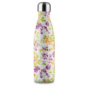 The Bottle 500ml - Flower Fantasy, Virág mintás, Fehér színű rozsdamentes acél hőtartó design kulacs