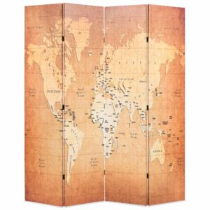 VidaXL sárga világtérkép mintás paraván 160 x 170 cm