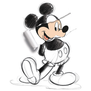 Vászonkép Miki Egér (Mickey Mouse) - Torn Sketch, (60 x 80 cm)