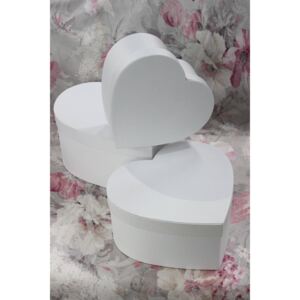 Fehér szív alakú szatén flowerbox 3-szett