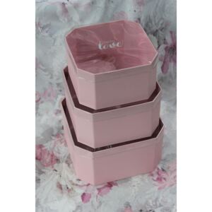 Rózsaszín flowerboxok átlátszó fedéllel 3-szett