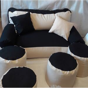 Babzsák kanapé (szövet) drapp-fekete