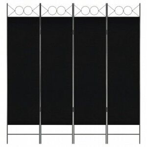 Fekete 4-paneles paraván 160 x 180 cm