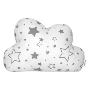 Baby Nellys - Dekoratív felhő párna - szürke kis és nagy csillagokkal