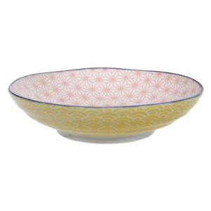 Star/Wave sárga-rózsaszín porcelán tányér tésztához - Tokyo Design Studio