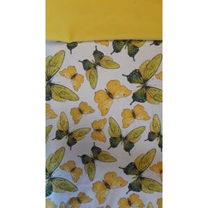 Falvédő pasztell sárga kerettel, zöld-sárga pillangó mintával