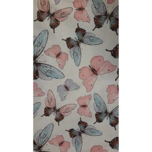 Pamutvászon rózsaszín-kék pillangók 78